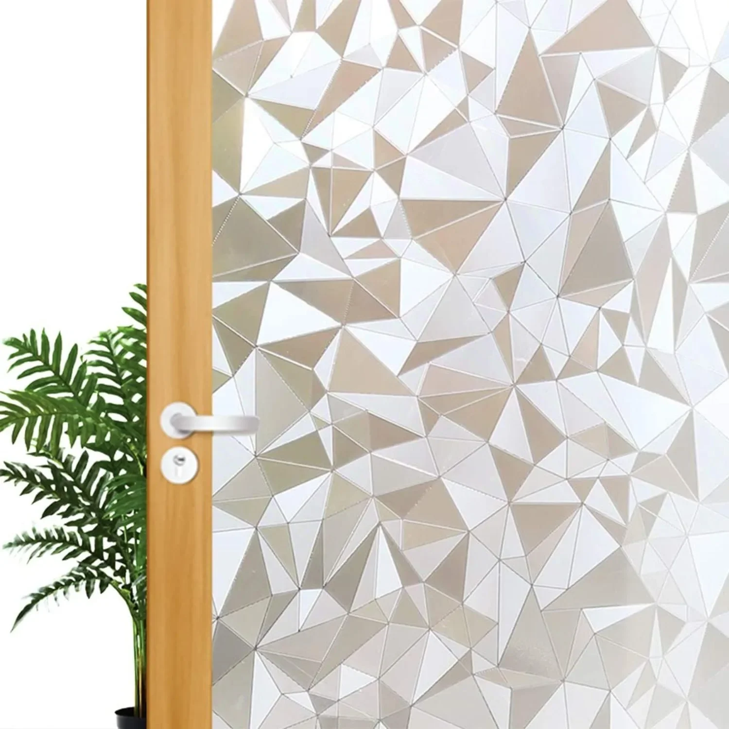 Privacy Window Film 3D Diamond Decorative Cling Stained Glass Film Non Adhesive Anti-UV, Heat-Reducing Window Film for Home