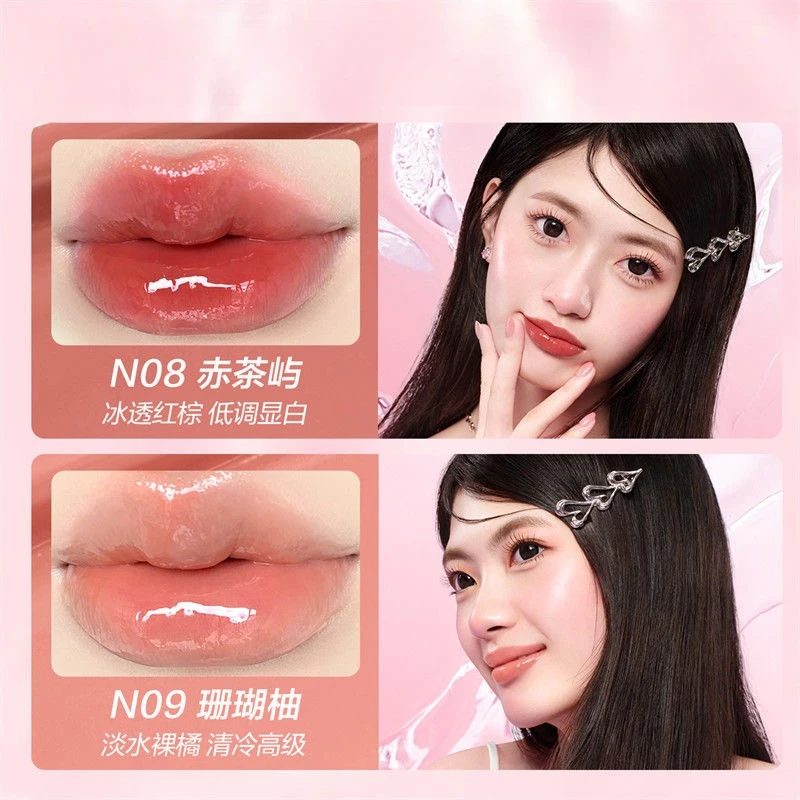 Pink Bear Small Bulb Mirror Lip Glaze Non-stick Cup Film-forming Moisturize Long-lasting Makeup Maquillaje