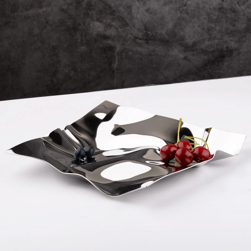 Luxury Nordic Decorative Serving Tray Stainless Steel Table Fruit Snack Dish Home Living Room kitchen Dessert Cake Candy Plate