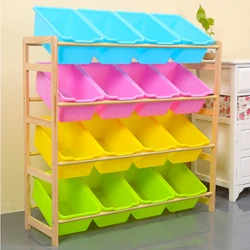 Children's Toy Rack Storage Rack Widened and Enlarged Classified Storage Rack Kindergarten Solid Wood Toy Cabinet Storage Box