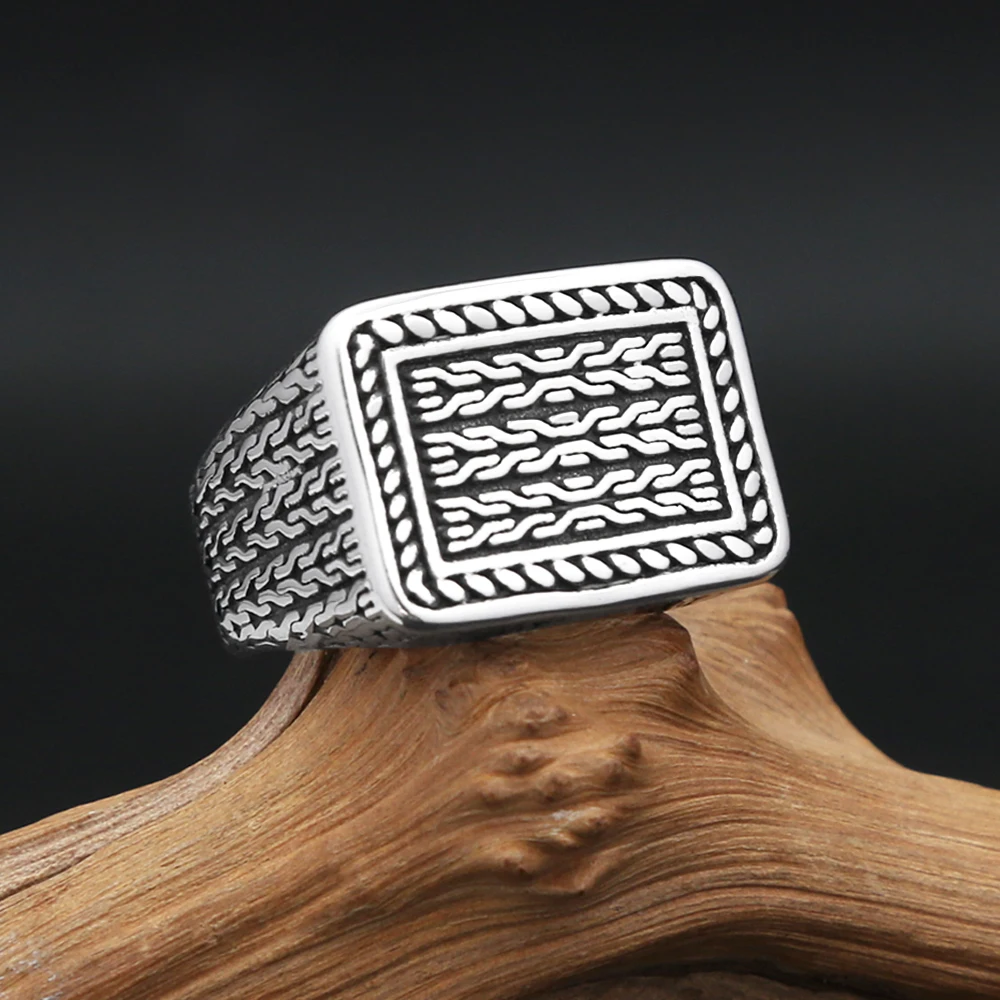 New Fashion Stainless Steel Patterned Rings for Men Women Punk Personalized Creative Simple Ring Luxury Jewelry Gifts Wholesale