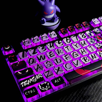 Gengar Cartoon Keycaps Translucent Full Set 125 keys PBT+PC Dye Sub Cool Custom Keycaps for MX Mechanical Keyboard