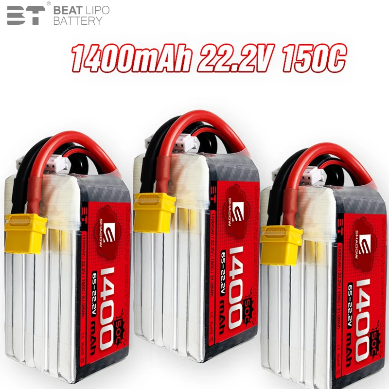 

NEW 22.2V 1400mAh 150C LiPo Battery For RC Quadcopter Helicopter FPV Racing Drone Spare Parts 6s Rechargeable Battery With XT60