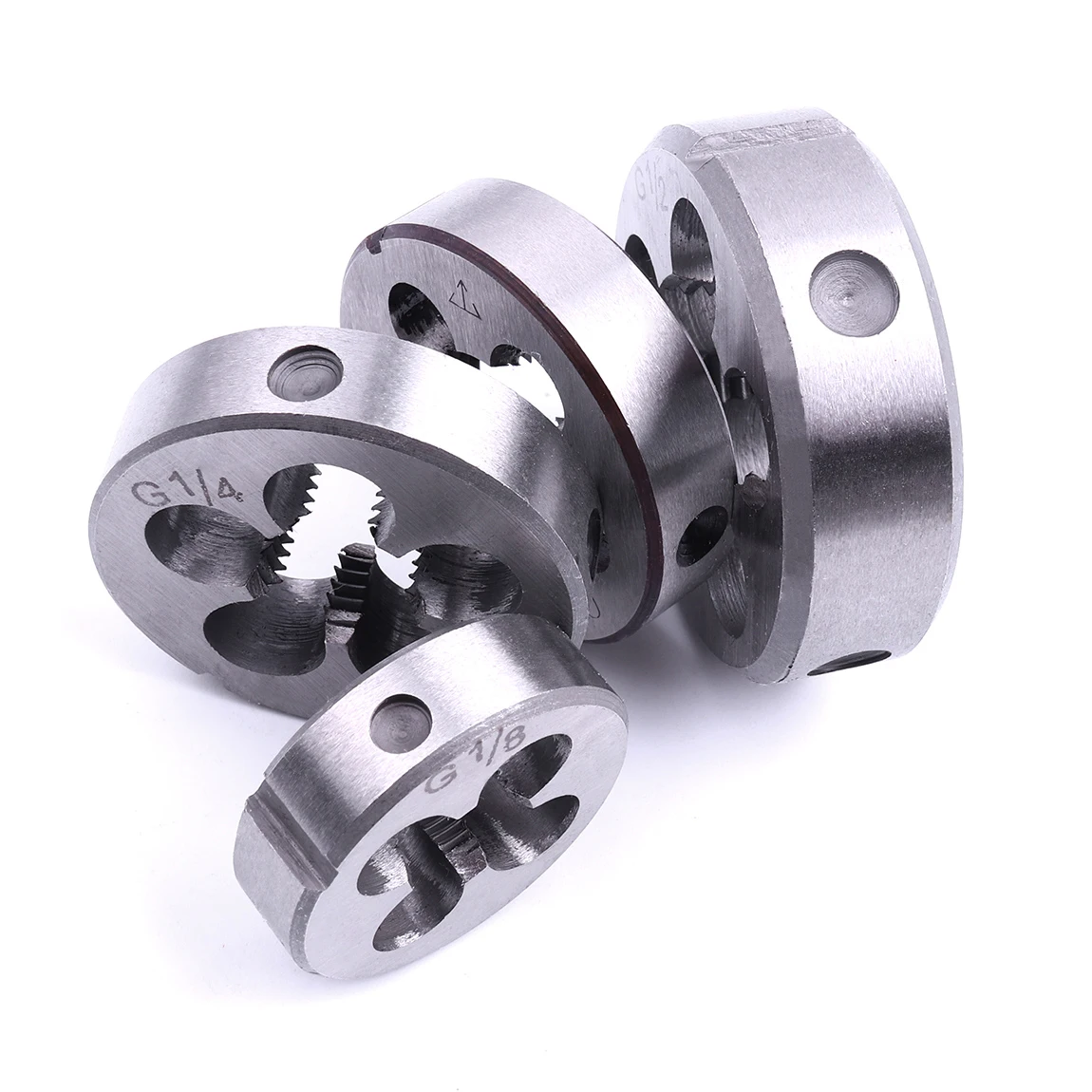 4Pcs/sets G1/2 G1/4 G1/8 G3/8'' Round Die Standrand Pipe Thread Die for Water Pipe Thread Mold Machining Threading Tools