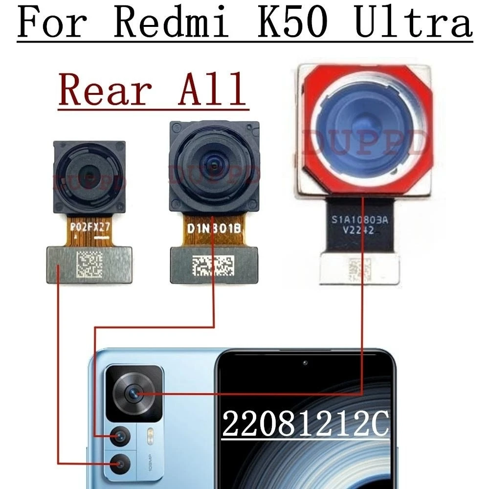 Rear Camera For Xiaomi Redmi K50 Ultra 22081212C Front Wide Selfie Ultrawide Macro Back Main Facing Camera Flex Spare