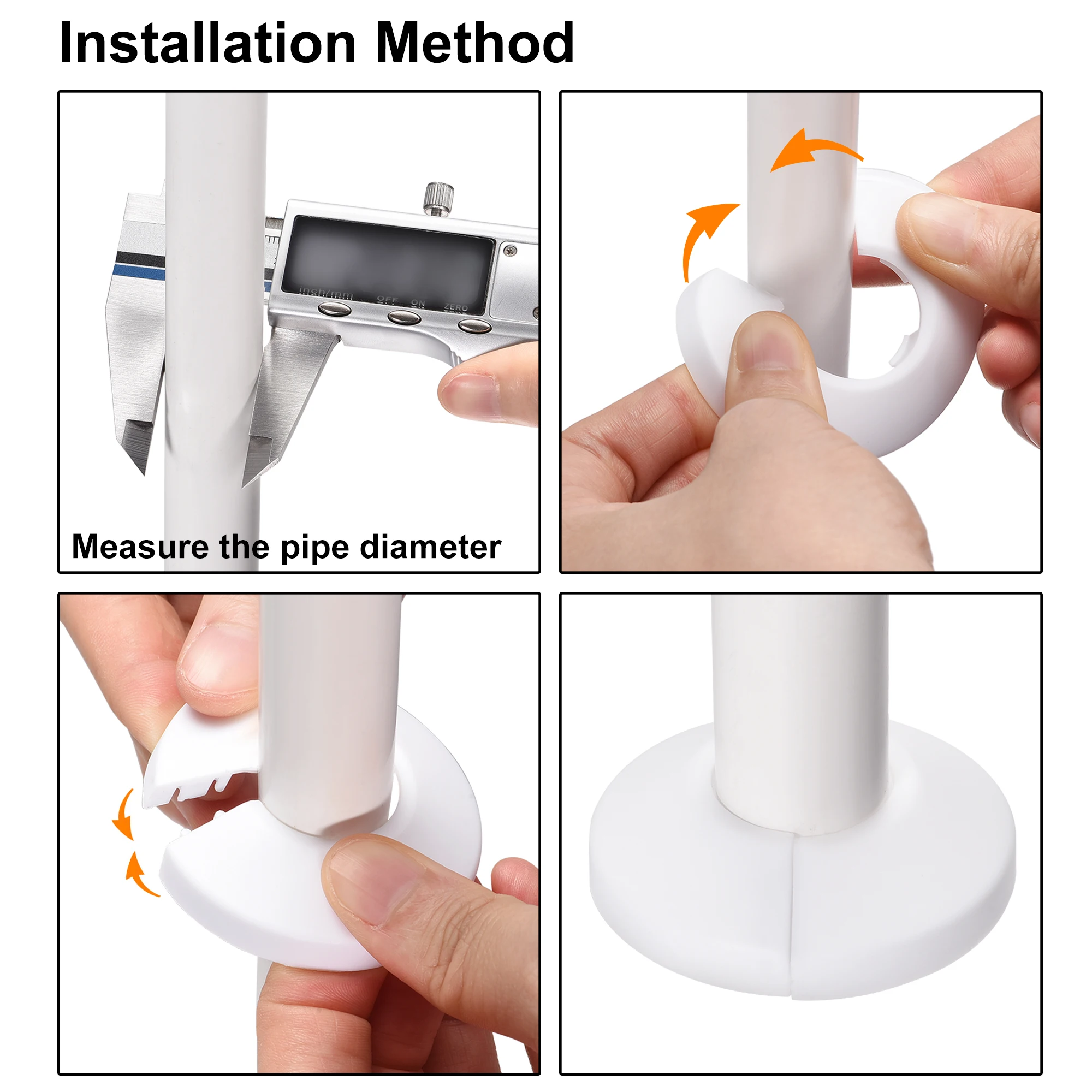 Uxcell 2 Stuks Pijp Kraag 64/75/90Mm Pp Radiator Rozet Waterleiding Cover Decoratie Wit