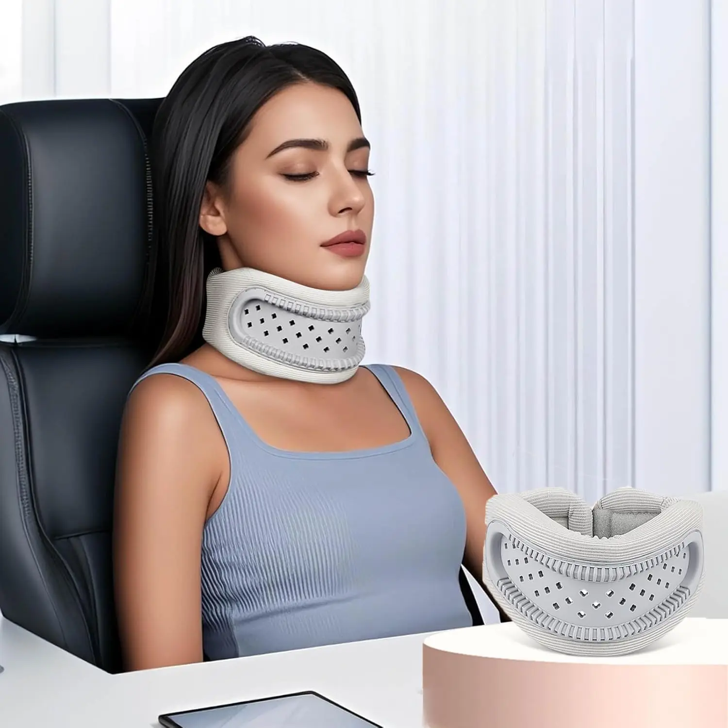 

Neck Brace for Sleeping & Pain Relief, Cervical Collar Support with Memory Foam , Adjustable Orthopedic Neck Brace for Recovery