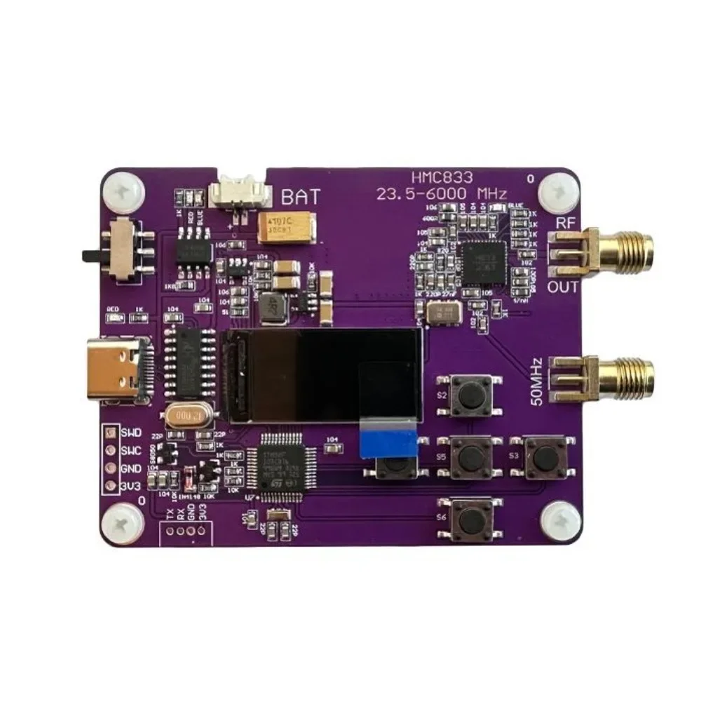 HMC833 25M-6GHZ RF Signal Source Phase-locked Loop PLL Sweep Frequency Source Display FOR Ham Radio Amplifier