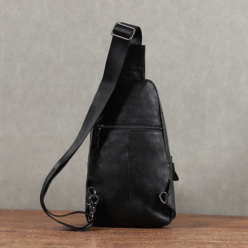 Men Anti Theft Chest Bag Shoulder Bags Cow Leather Crossbody Package School Short Trip Messengers Bags Men's Leather Sling Pack