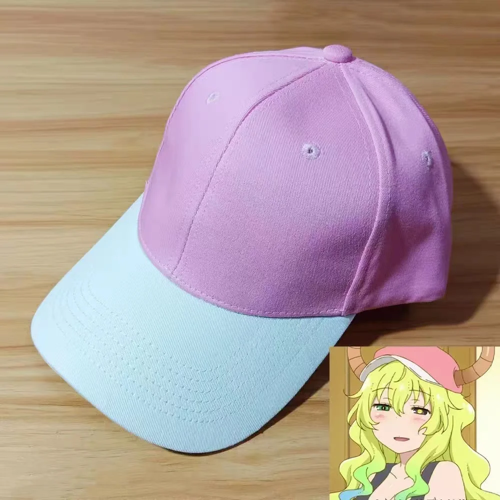 Miss Kobayashi's Dragon Maid Quetzalcoatl Lucoa Cap Cosplay Hat Pink Baseball Cap For Kids adult Halloween Gift