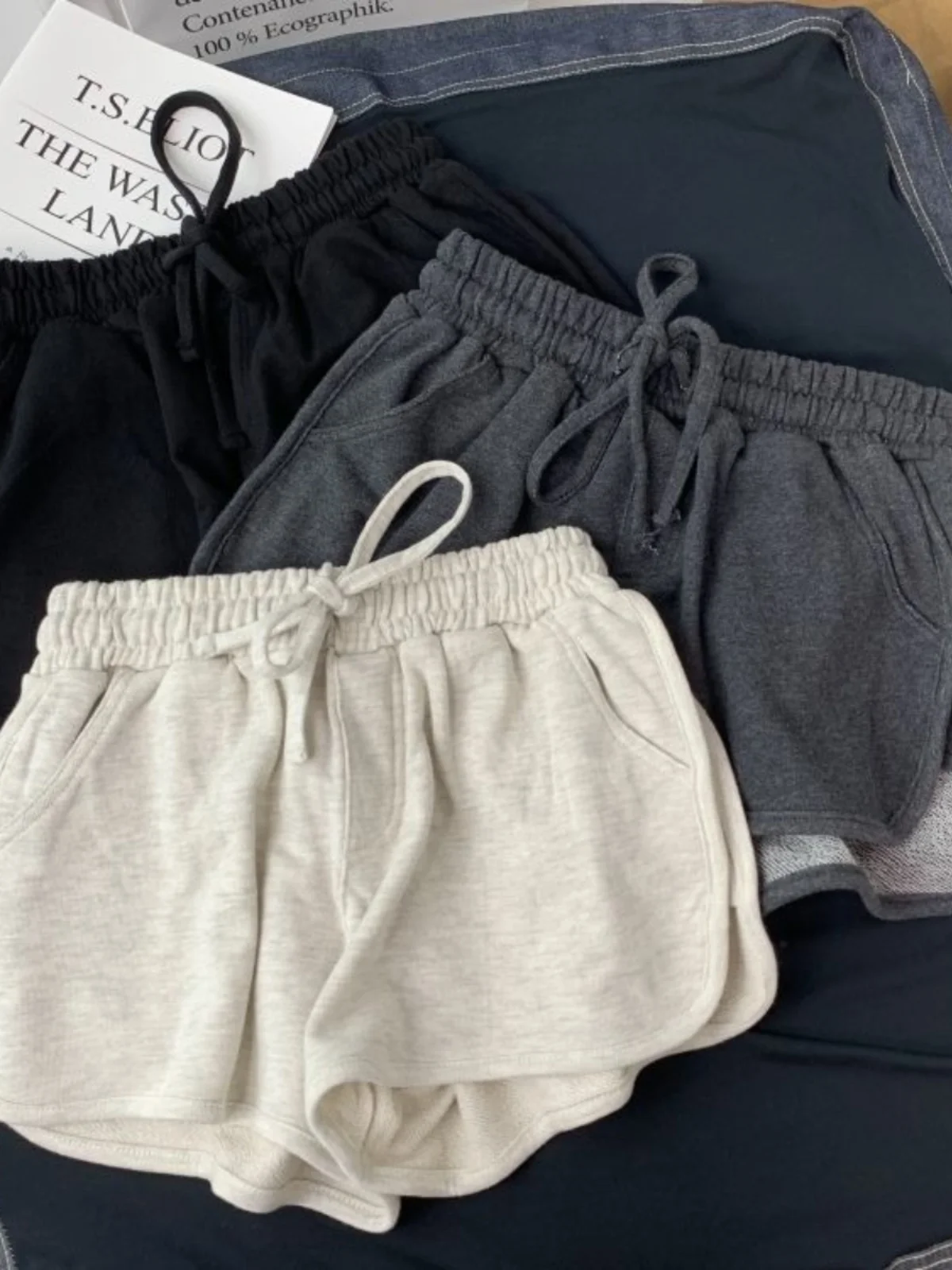 Women's Loose Straight Leg Sport Pants Home Leisure Shorts Pure Color Wide Leg Casual Trousers Korean Style Natural Waist