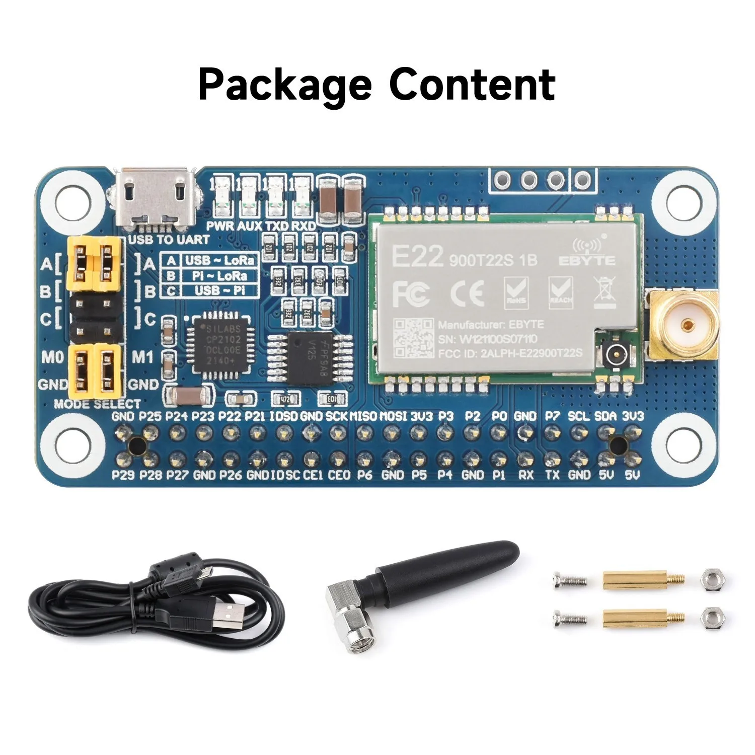 For SX1262 LoRa HAT for Raspberry Pi Spread Spectrum Modulation 868MHz