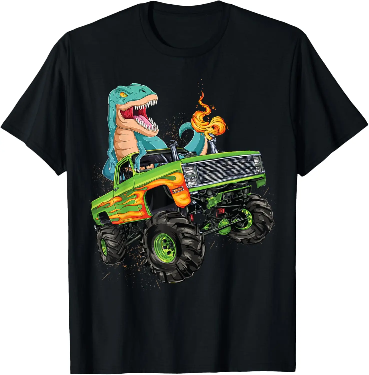 Trex Dinosaur Monster Truck Crushing Cars Kinderverjaardag Jongens T-shirt