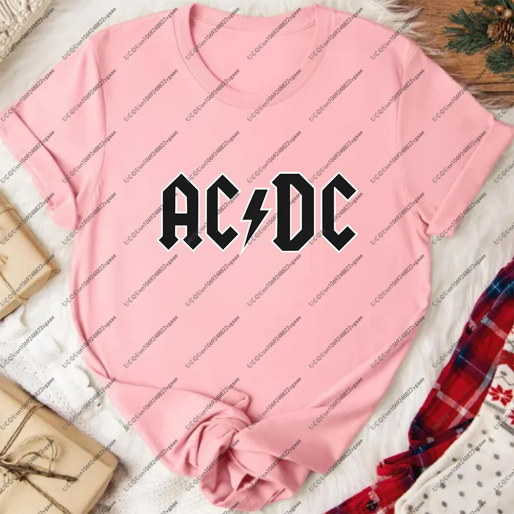 جديد فتاة تي شيرت المعادن الثقيلة الموسيقى الفرقة ريترو روك للجنسين المحملة القطن الحفل التيار المتناوب/تيار مستمر علوي اليوغا الكلاسيكية تي شيرت الشباب هدية مروحة ACDC