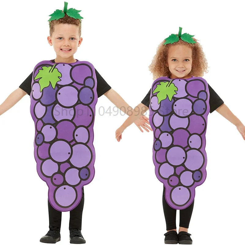 

Children Fun Girl Fruit Party Dress Up For Purim Book Week Day Funny Stage Outfit Boy Grape Costume Economic