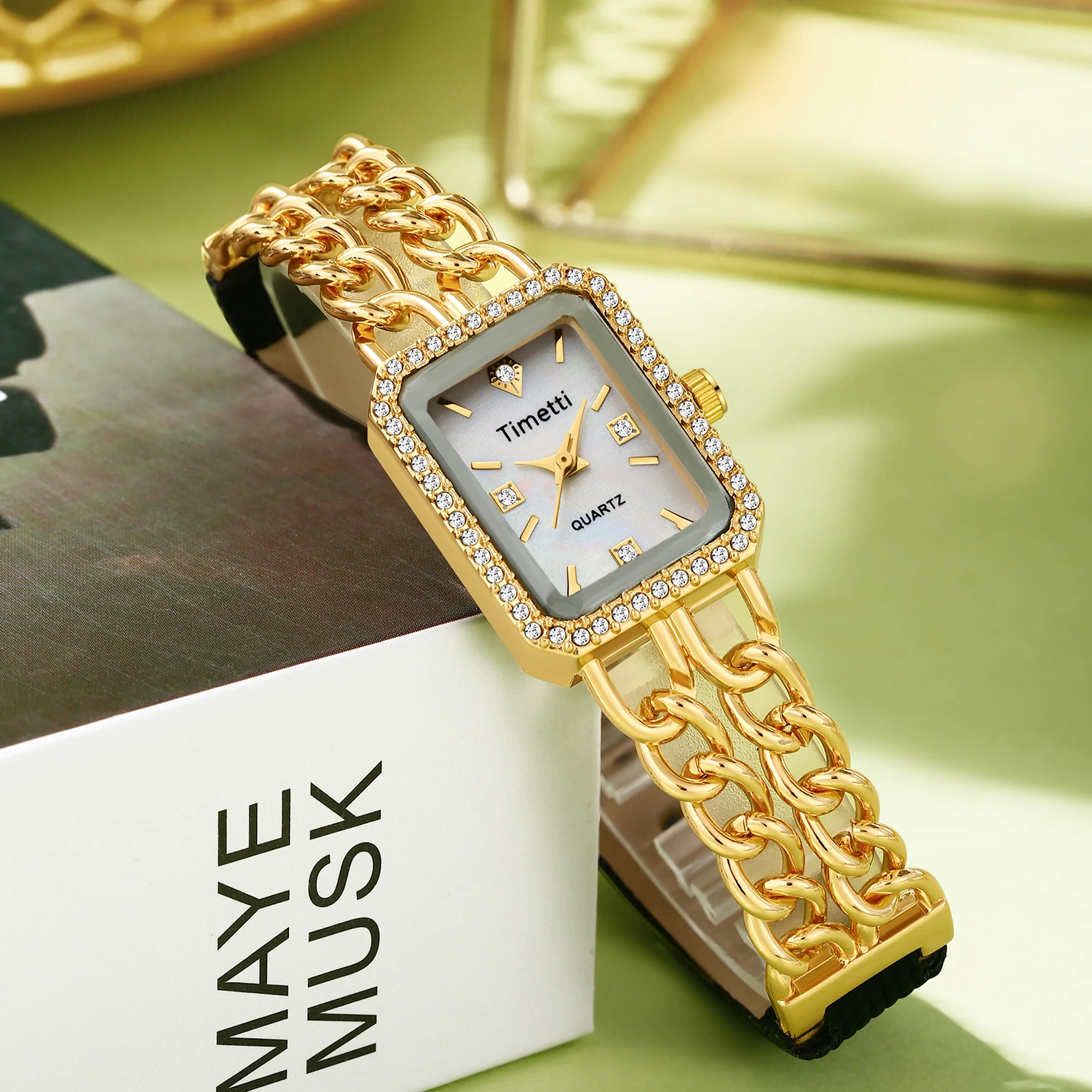 ساعة كوارتز متعددة الاستخدامات وبسيطة وعصرية مرصعة بحجر الراين