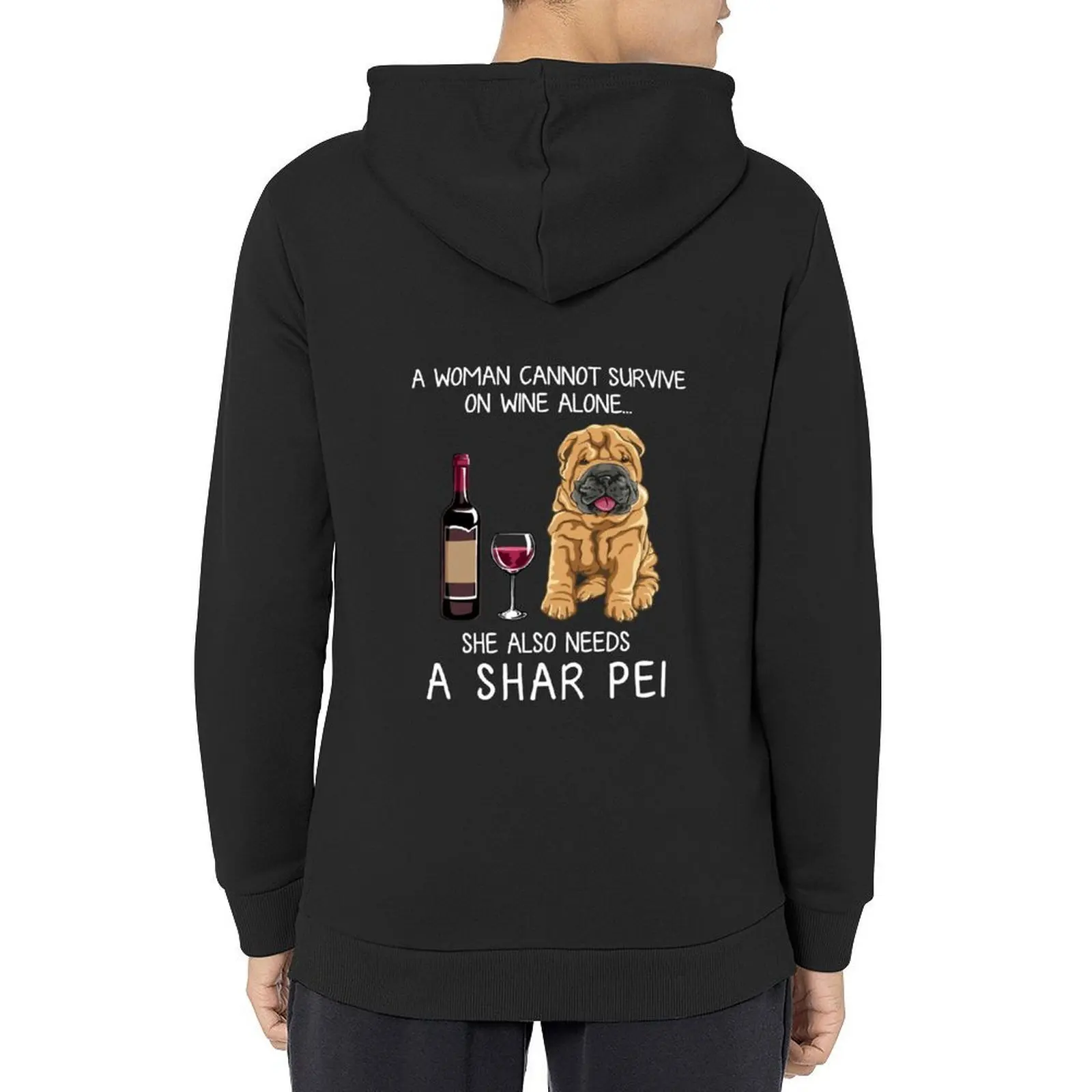 

Shar Pei and wine Funny dog Hoodie hooded shirt anime clothes male clothes men's winter sweater new hoodies and sweatshirts