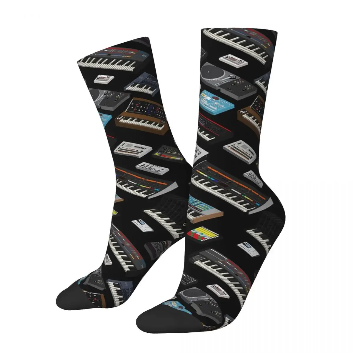 Synthesizer Fan Collection Socks Harajuku Sweat Absorbing Stockings All Season Long Socks Accessories for Unisex Gifts