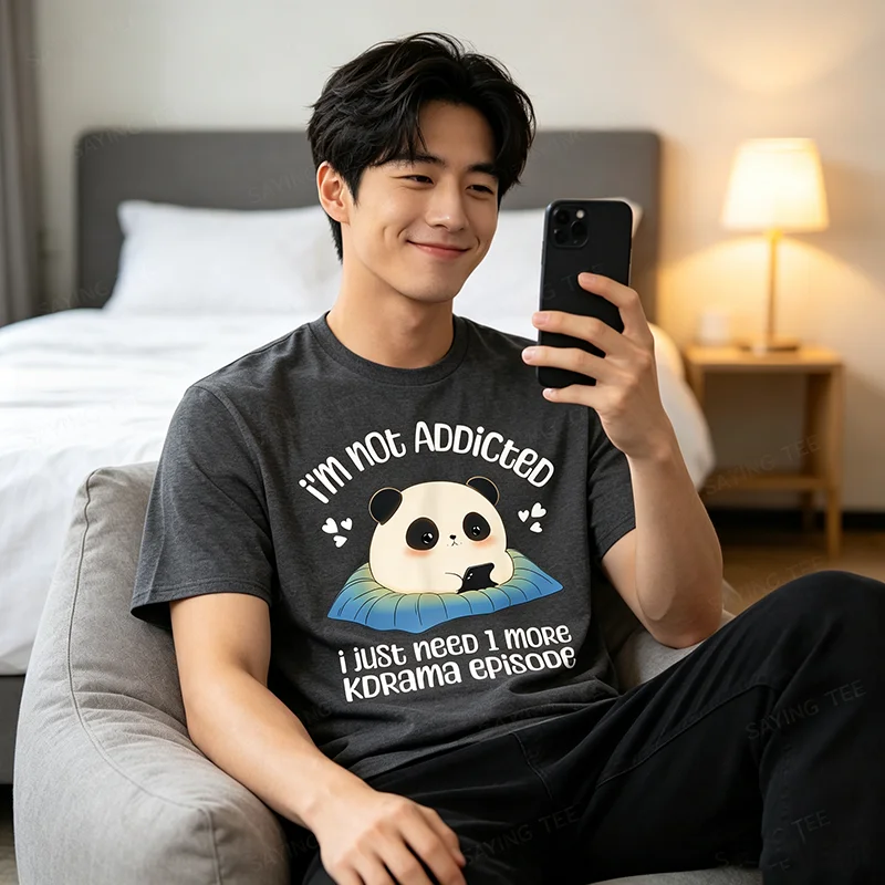 Niedliches Kdrama-Merch Panda Koreanisches Drama K-Drama-Merchandise T-Shirt Y2k Cartoon Panda Kpop Mode Spruch T-Shirt Persönlichkeits-T-Shirts – Detail 3