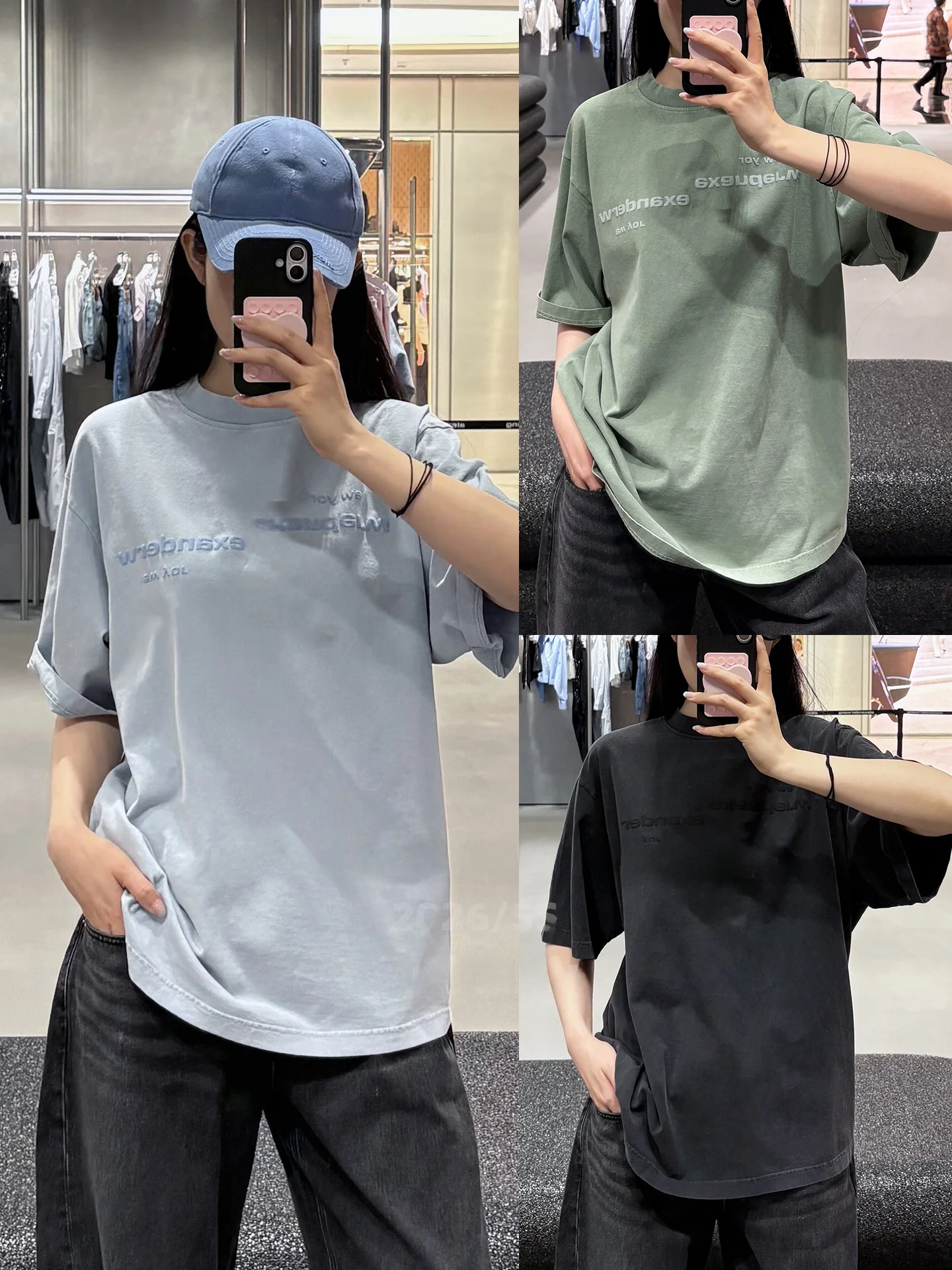 

Women's Casual Cotton T-shirt Summer 2026 Short Sleeve Worn-In Print 3D Lettering Loose Fit round Neck Mid-Length Top