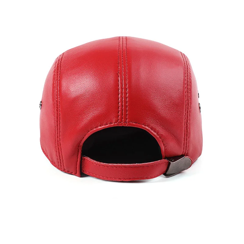 New Genuine Leather Lambskin Duckbill Cap Fall/Winter Genuine Leather Newsboy Cap Artist's Cap - Fashionable Unisex Style