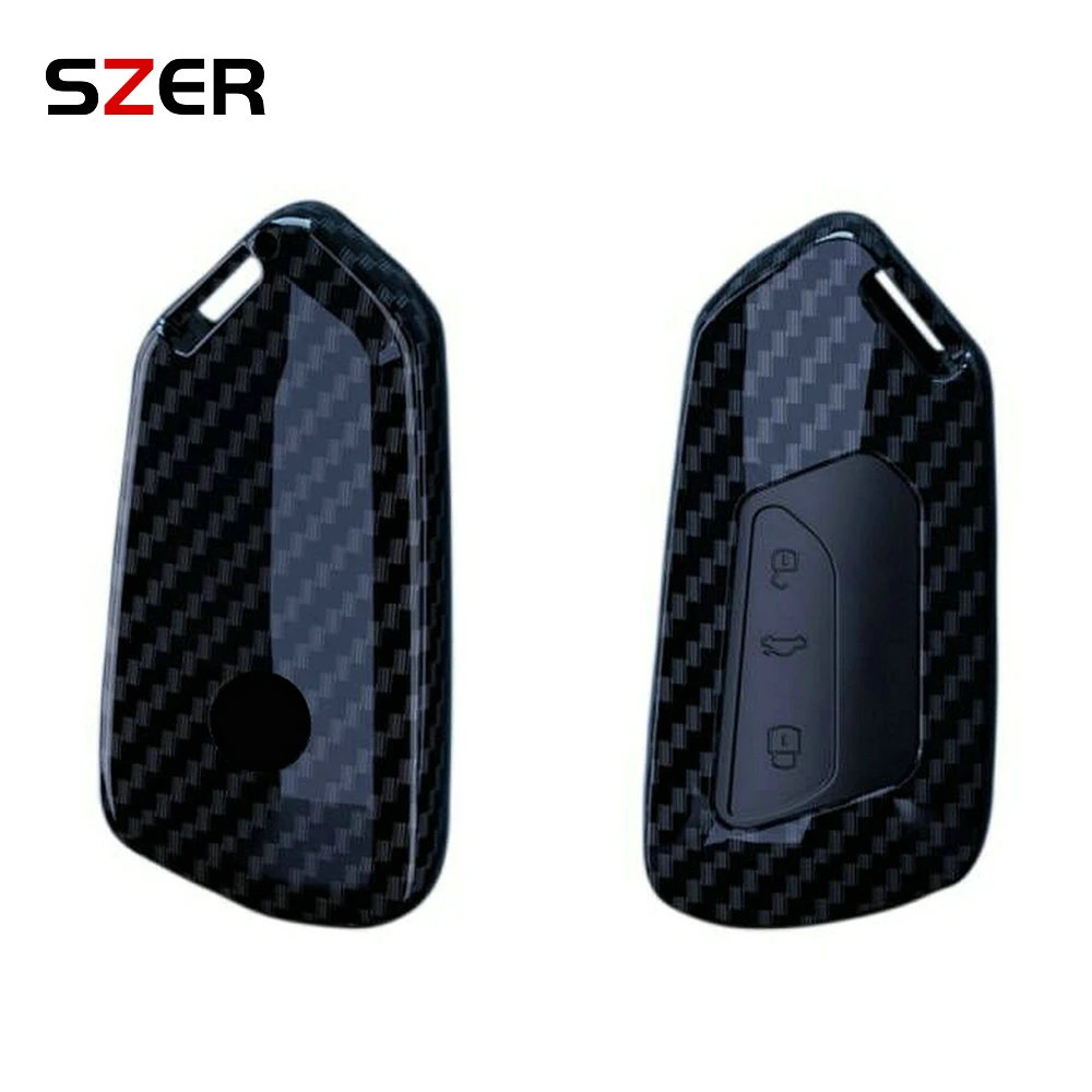 ABS Carbon Car Key Case For VW Volkseagen Golf 8 MK8 ID.3 ID.4 Cupra Skoda Octavia A8 SEAT Leon MK4 2020 2021 Formentor Tarraco