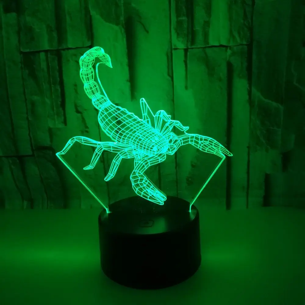 Nighdn Scorpion 3D Night Light USB LED Touch lámpara de mesa cambiante de 7 colores, regalo de cumpleaños para niños, luz nocturna, decoración de habitación