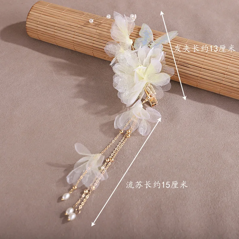 Luck Bracelet Hand String Handmade Juanhua Yarn Ware Antique Hairpin Peony Chinese Clothing Side Clip Headwear Tang Style Flower