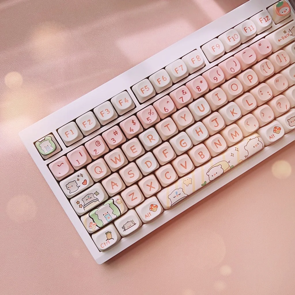 

138 клавиш, розовая свинья, MOA-профиль, милый колпачок для клавиш на заказ, пятисторонняя сублимационная колпачок из ПБТ для игровой механической клавиатуры MX Swithes