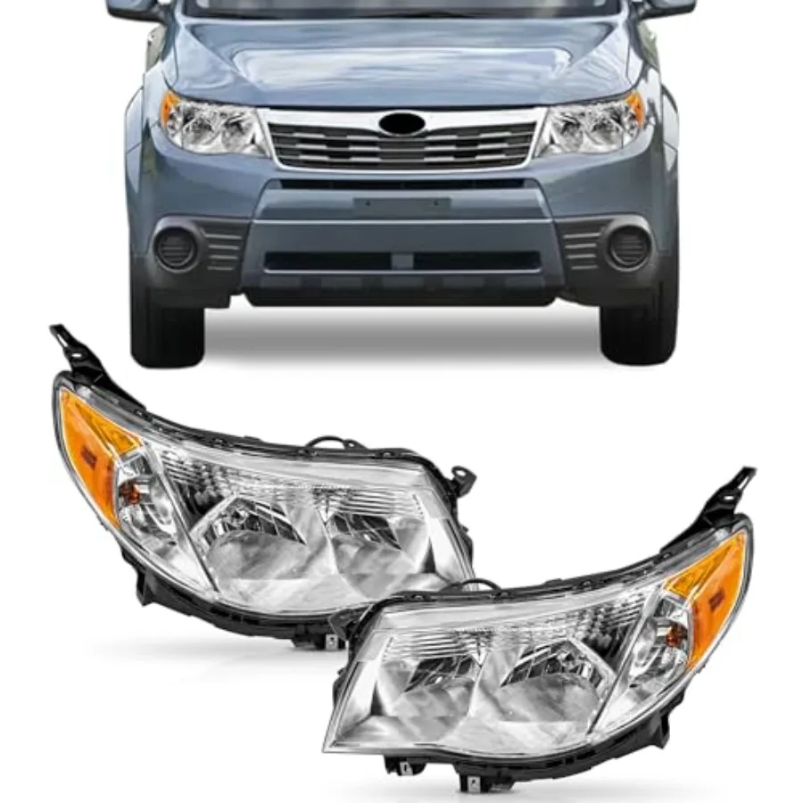 

Set of 2 Front Left and Right Side Headlights for 2009-2013 Subaru Forester SU2502132 Black High Brightness LED Replacement Lam