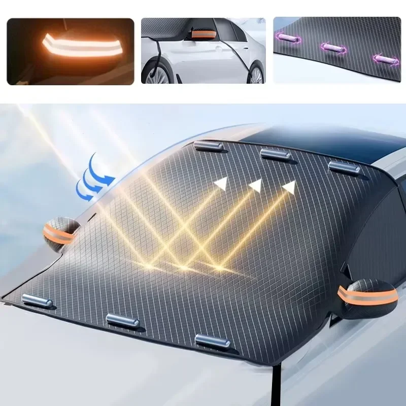 غطاء الزجاج الأمامي غطاء ثلج السيارة غطاء زجاج السيارة الأمامي حامي الثلوج الجليد منعت نافذة أمامية حامي الخارجي اكسسوارات السيارات