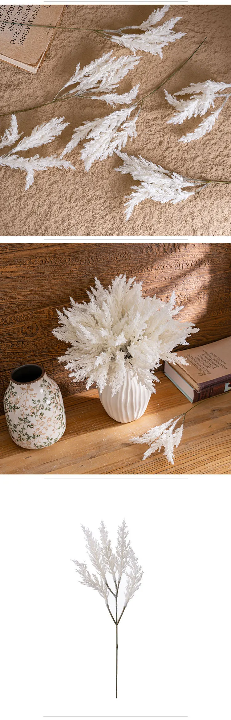 Künstliche Astilbe Chinensis Brautblumen, beige, künstliche Pflanzen, Pampas, Rime-Blumenstrauß, Blume für Hochzeit, Party, Raumdekoration – Detail 3