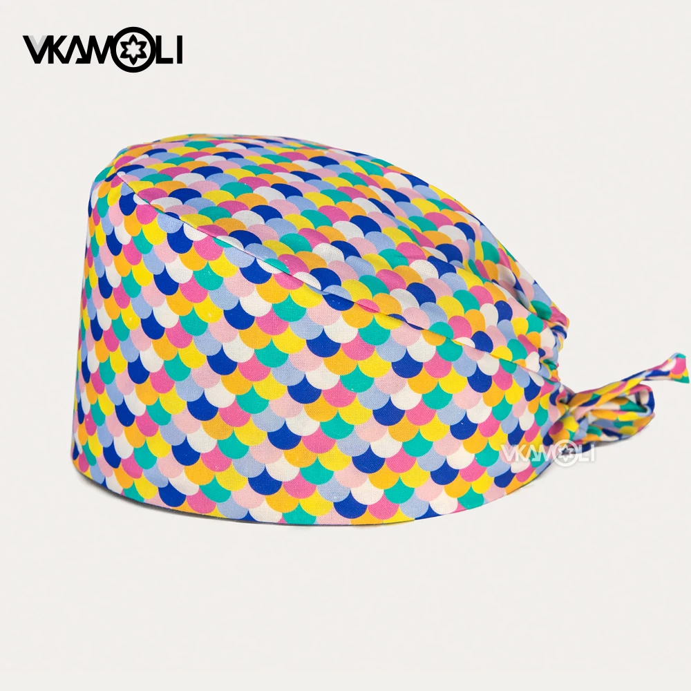 Geometric color pattern printing Scrubs hat Clinic Hospital Doctor Hat for men and women Scrubs Cap nurse accessories