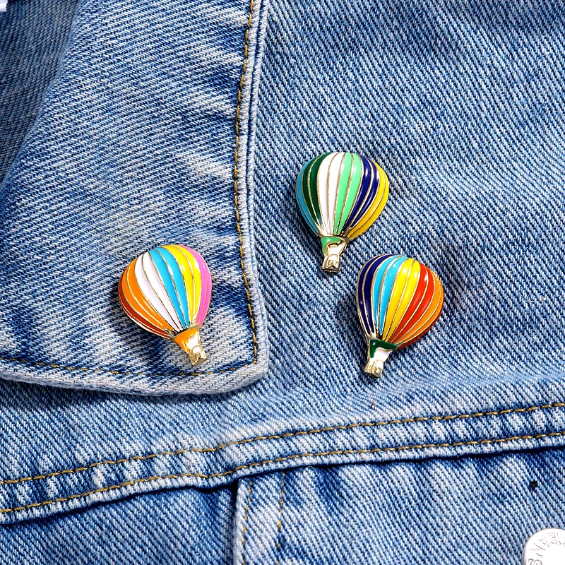 ברוש חדש עם בלון חם בצבעי קשת, ברוש צבעוני עם בלון אש, סיכות זהב לתיק גב, פריט תג תכשיטים