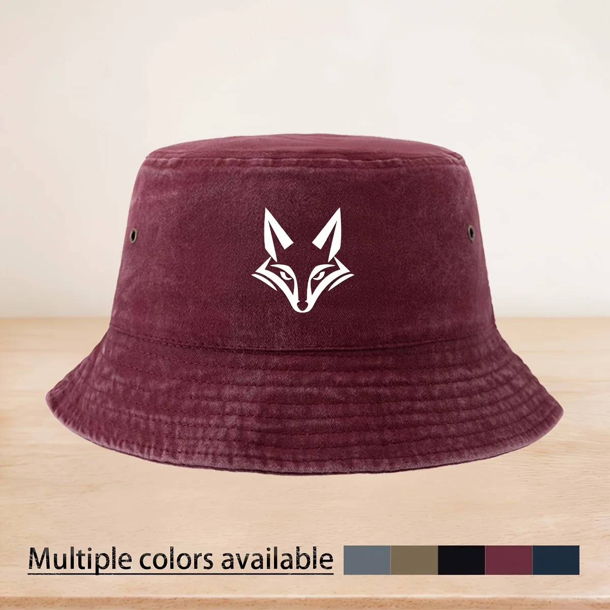 High-Quality Printed Fox Portrait Fisherman Hat Individual Casual Style Casual Hat Comfortable Truck Driver Fisherman Hat for Tr