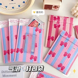 10Pcs Pink Blue Bow Bubble Bag Thickened Express Delivery Bag Packaging Bag Batch Packaging Bag Cute Bubble Envelope Bag