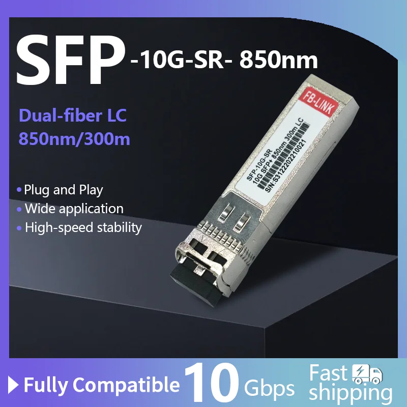 

SFP+10G 850nm300m multimode Optical Transceiver Module Duplex LC Fiber Gigabit Switch Compatible with MikroTik,Ubiquiti,Cisco