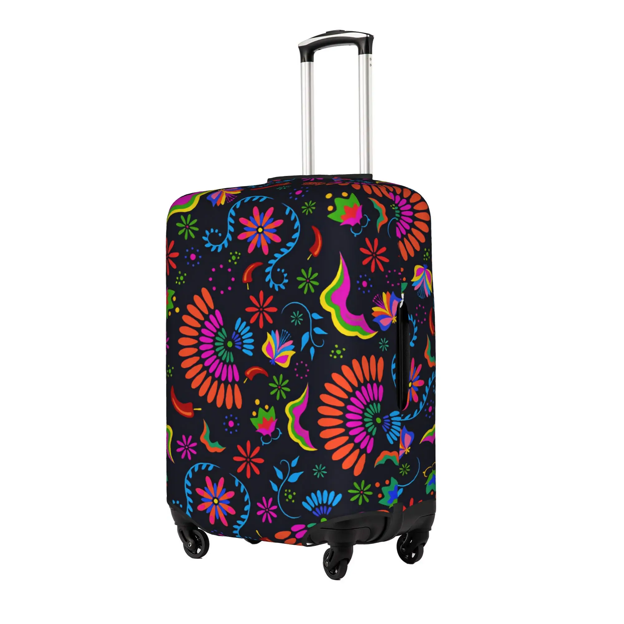 Mexican Flowers Latin Culture Style Colorful Luggage Cover Elastic  Travel Suitcase Protective Covers Suit For 18-32 inch