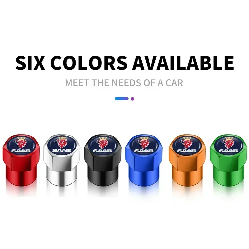 4PCS Car Tire Wheel Stem Air Valve Caps Covers For SAAB 9-4X 9-7X 9-3 9-5 9-2X 9-X 9000 900 600 99 97 Monster GT750