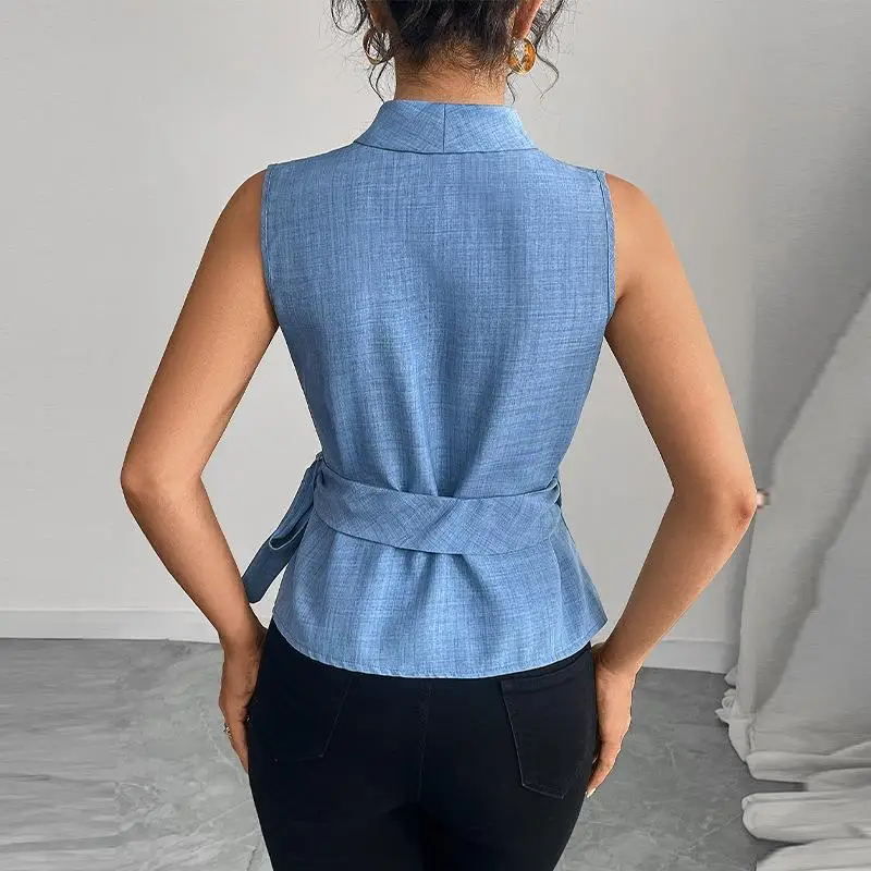 

Women's Svel irt Tie up irt Cardigan Slim Fit Polyester No Brand Commute Sle Spring Season Color Non Deformable