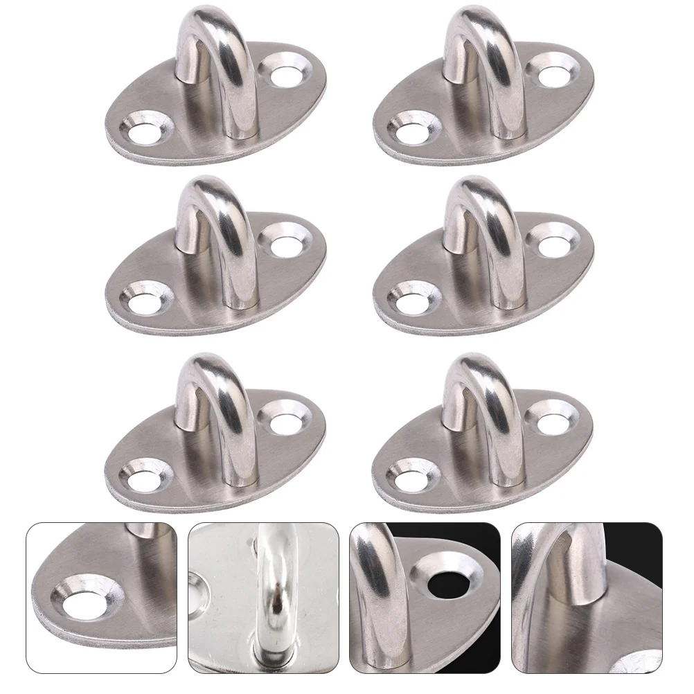 

6 Pcs Storage Ring Bolts Load-bearing Hook Multifunctional Fan Pull Thicken Ceiling Stainless Steel Fixed Office