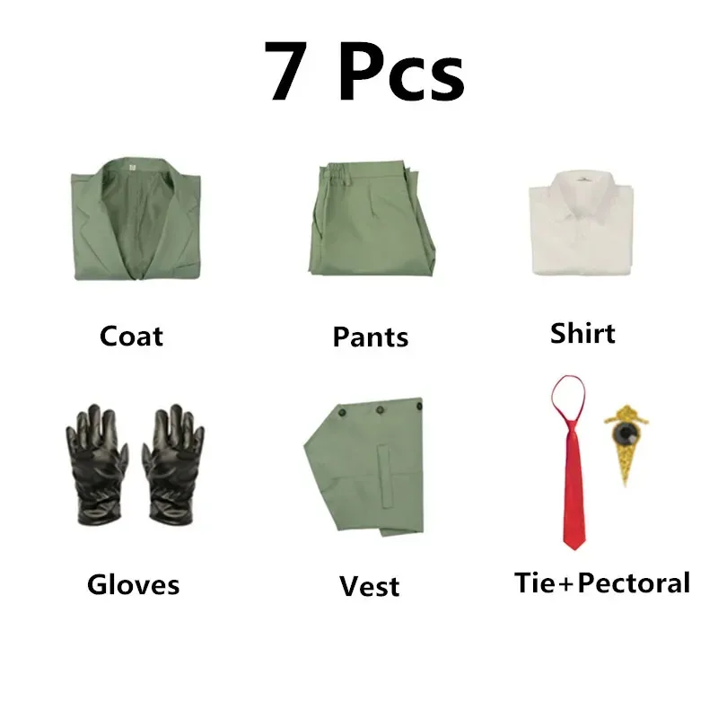 مجموعة أزياء أنيمي جاسوس X Family Loid Forger التأثيرية للرجال بدلة خضراء فاتحة شفق الزي قميص السراويل سترة ربطة عنق حمراء Halloweenf ؛ 5 م