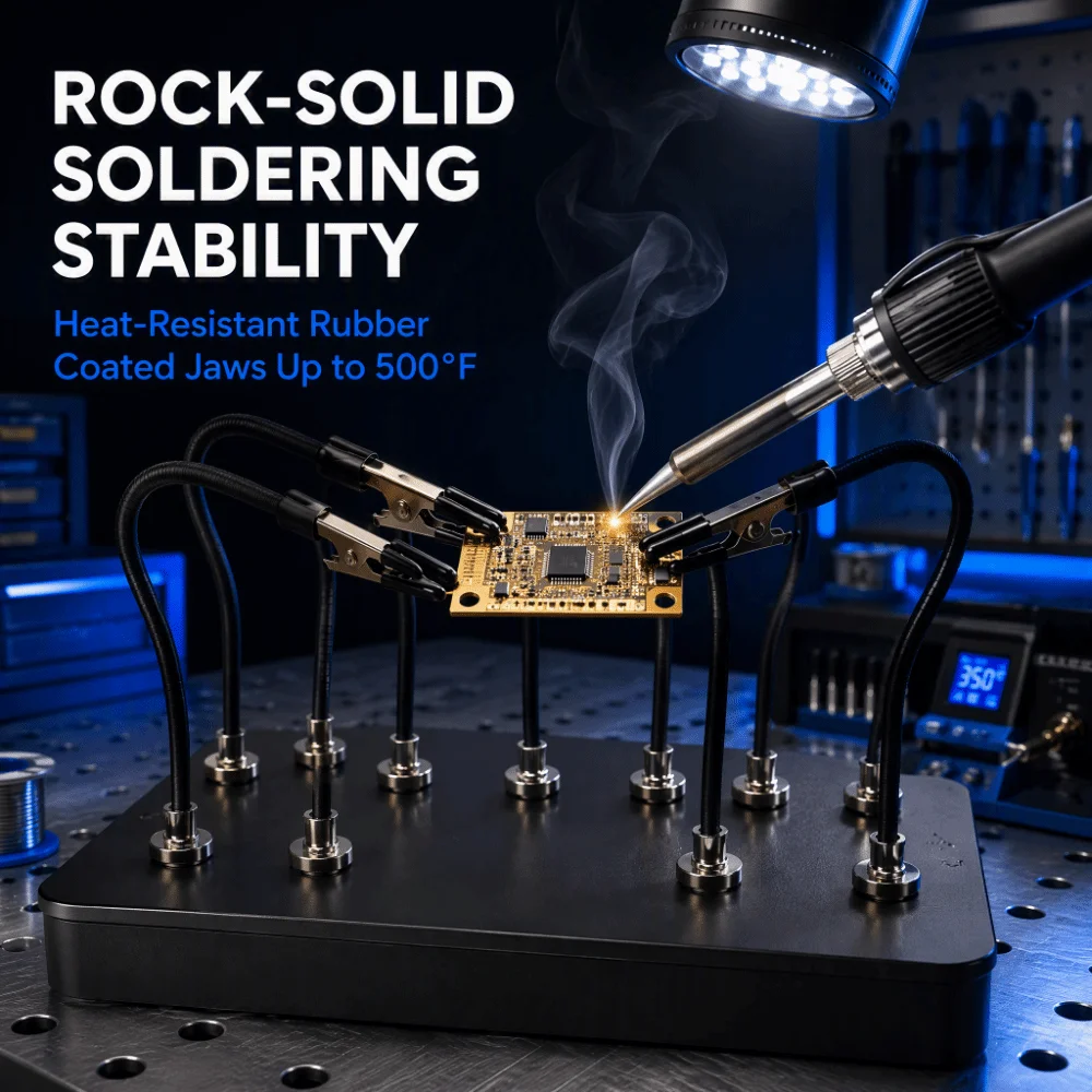 12pcs Flexible Clips Helping Hands 0.47in Opening Magnetic Bendable Soldering Station Steel Box Alligator Clip Sticks
