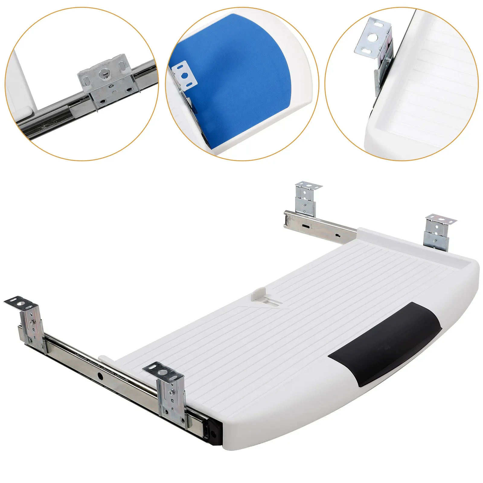 Under Desk Keyboard Tray Slide Out Heavy Duty Sturdy Plastic Pull Out Keyboard Drawer for Home Office Computer Desk Comfortable