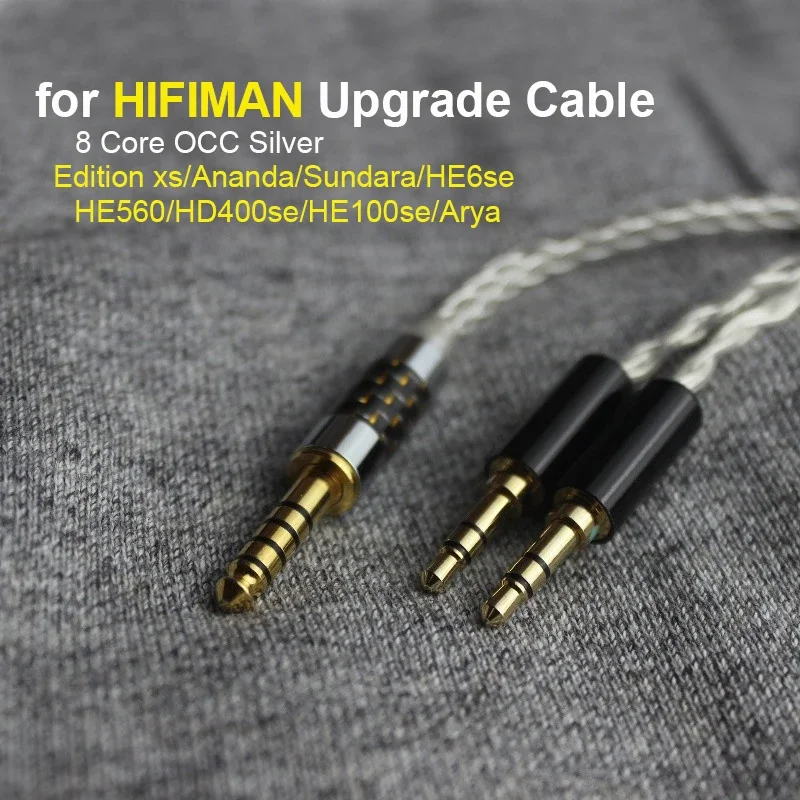 HIFIMAN-Cables para auriculares OCC chapados en plata, cable de actualización con micrófono para HIFIMAN Edition xs Arya HD400se He400i Anan