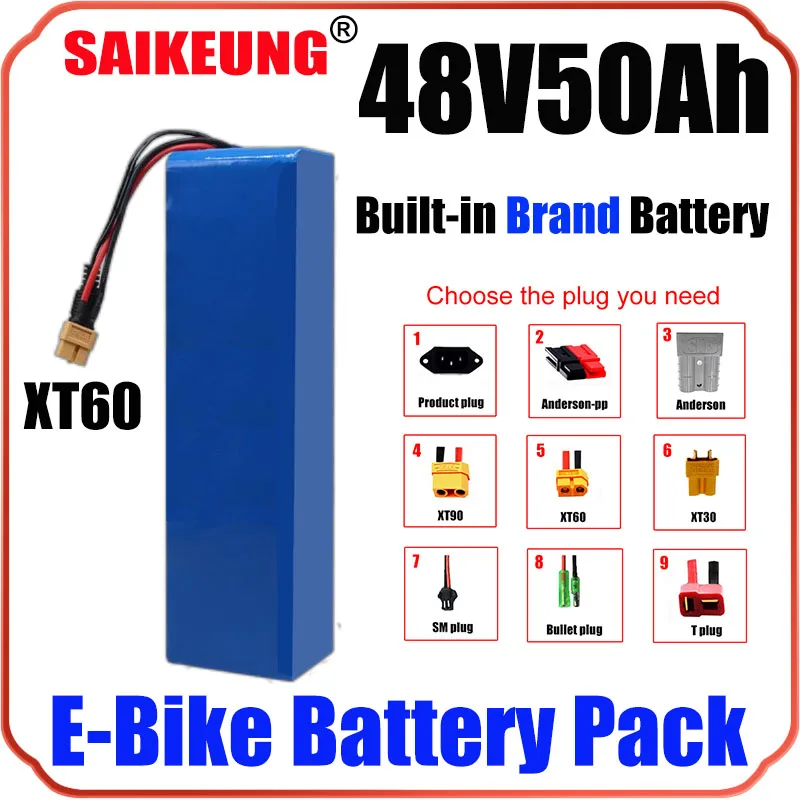 

Saikeung 48v 20 40 50Ah Electric Bike Scooters Battery Pack Akku Batterie Bafang S07-b Ebike 300w 1000w 3000w Motor 30ah Bateria