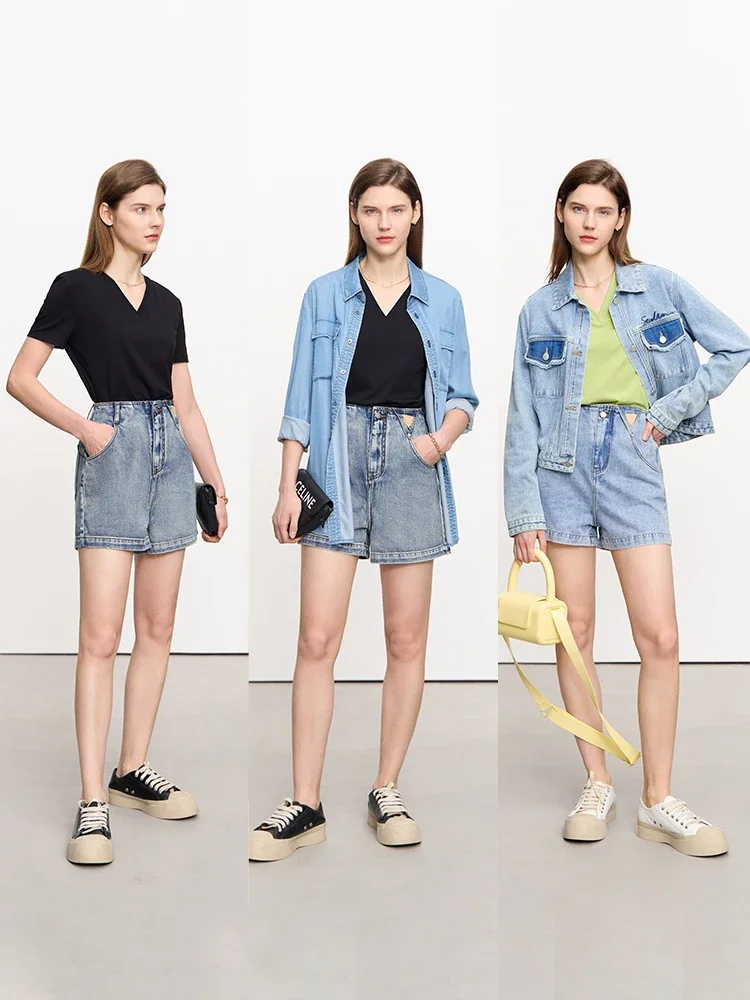 AMII Minimalism 2023 Summer New Versatile Cotton Loose Women Jeans Shorts Denim Casual Female Straight Short Pantalones 12322145