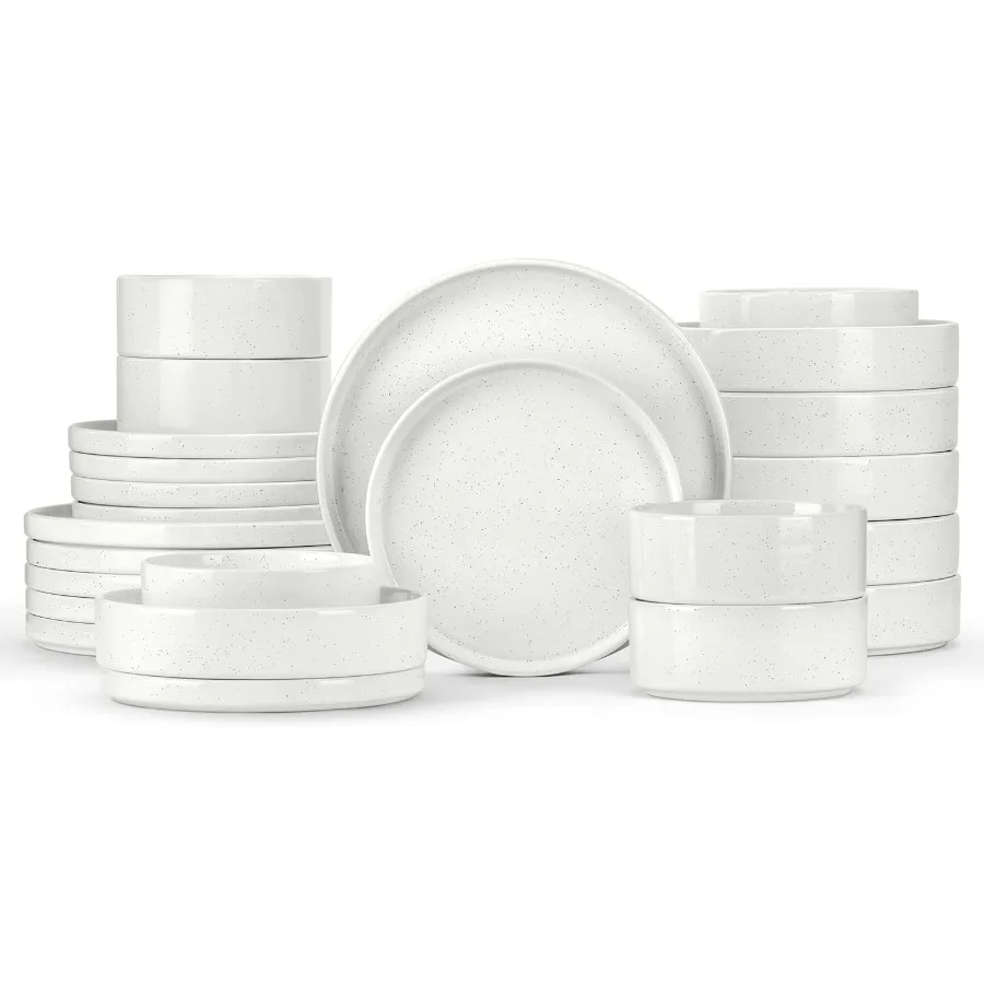 

24 Piece Dinnerware Sets with Pasta Bowls for 6 Dinner Salad Plates and Cereal Serving Bowls Stoneware Dishes Dinner Ware for K