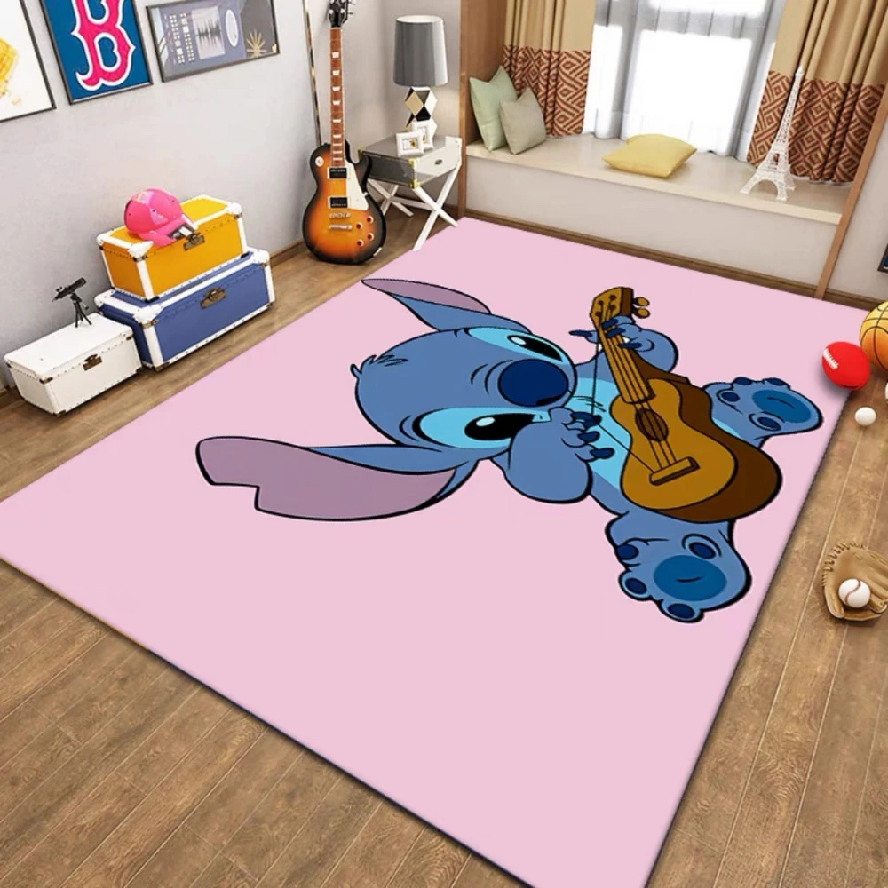 

MINISO Disney Stitch Large Carpet for Living Room Decor Sofa Soft Rugs Bedroom Bedside Rug Study Desk Chair Mat Kid's Play Mat