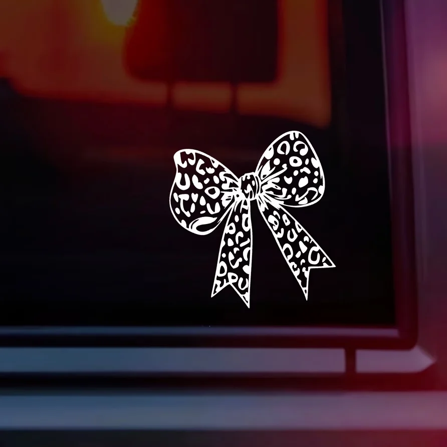 Bow Pattern Vinyl Car Stickers Decals, Removable Self Adhesive Precision Cut Auto Body Window Decorative Accessories